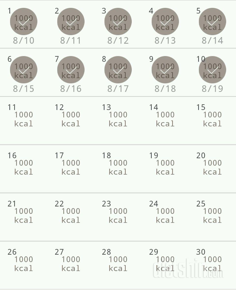 30일 1,000kcal 식단 10일차 성공!