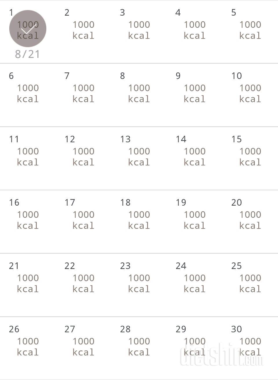 30일 1,000kcal 식단 31일차 성공!