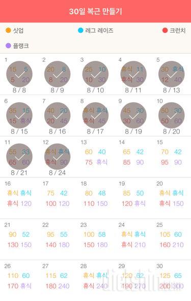 30일 복근 만들기 12일차 성공!