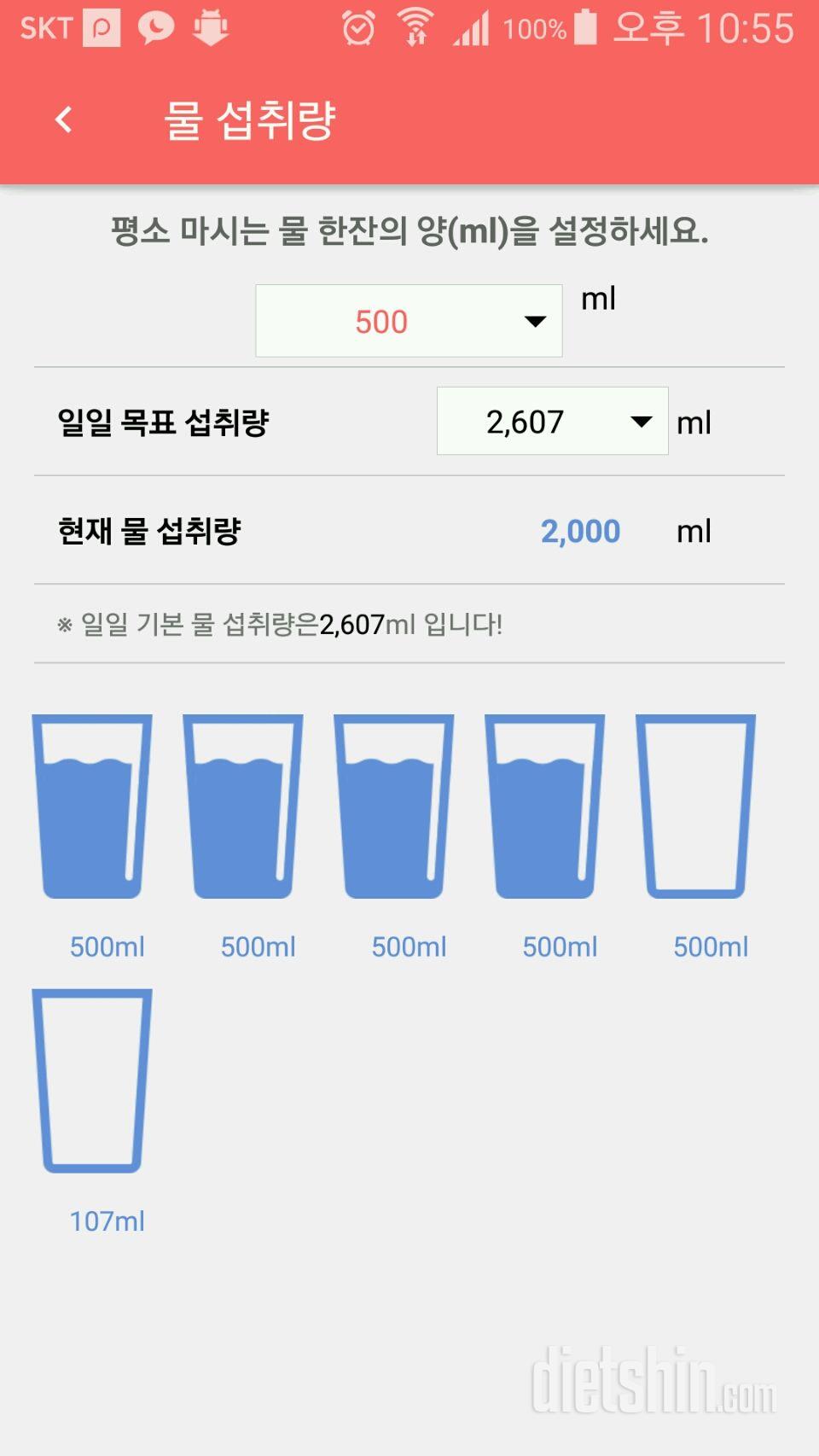 30일 하루 2L 물마시기 2일차 성공!