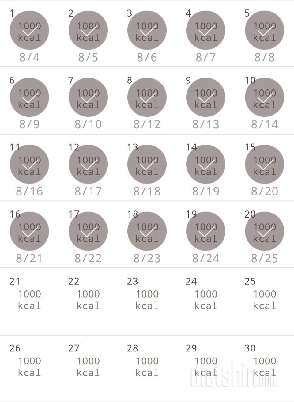 30일 1,000kcal 식단 20일차 성공!