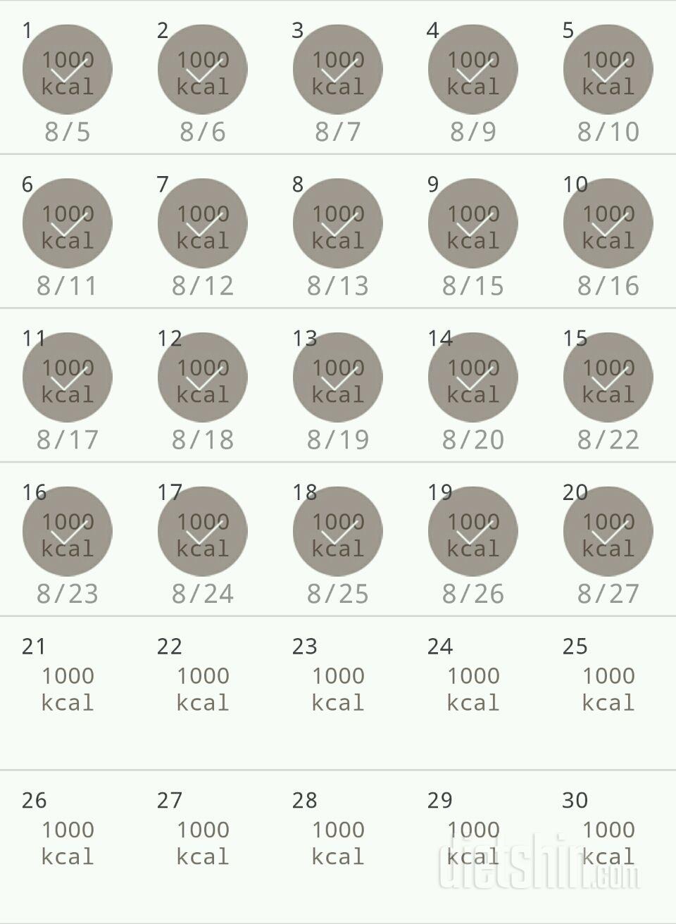 30일 1,000kcal 식단 20일차 성공!