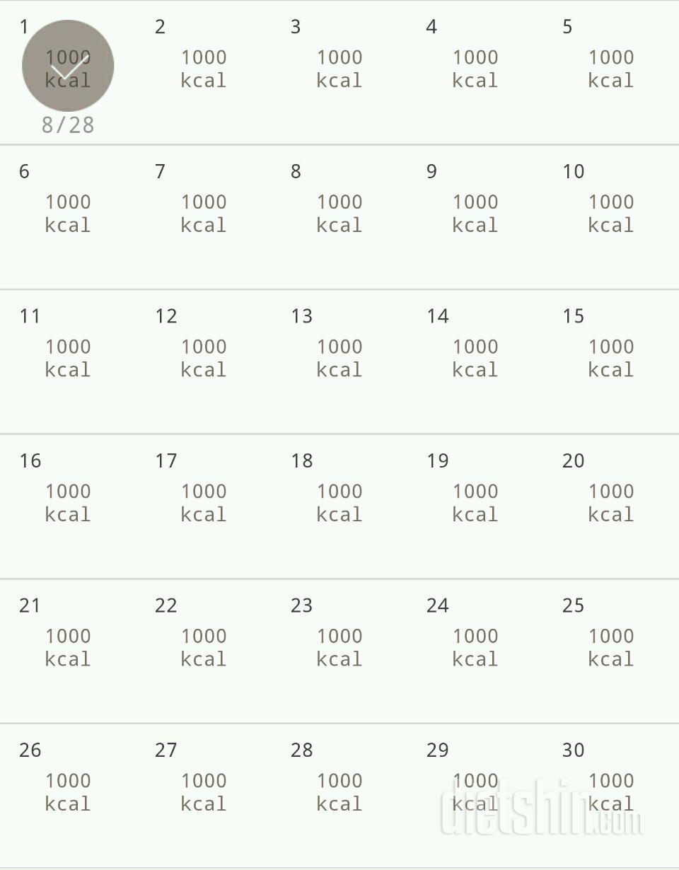 30일 1,000kcal 식단 1일차 성공!