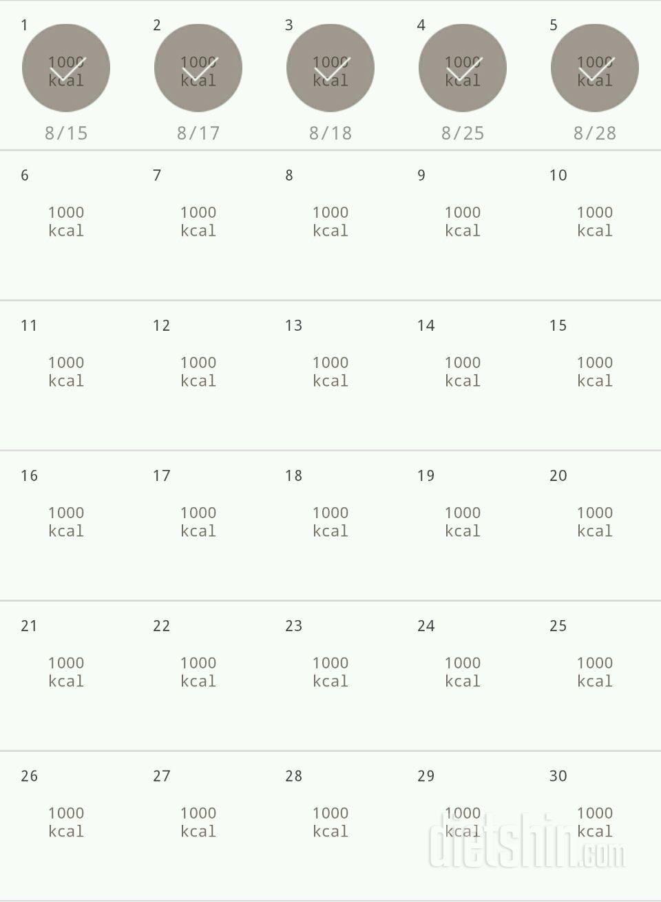 30일 1,000kcal 식단 5일차 성공!