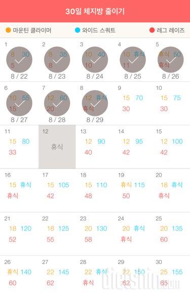 30일 체지방 줄이기 8일차 성공!