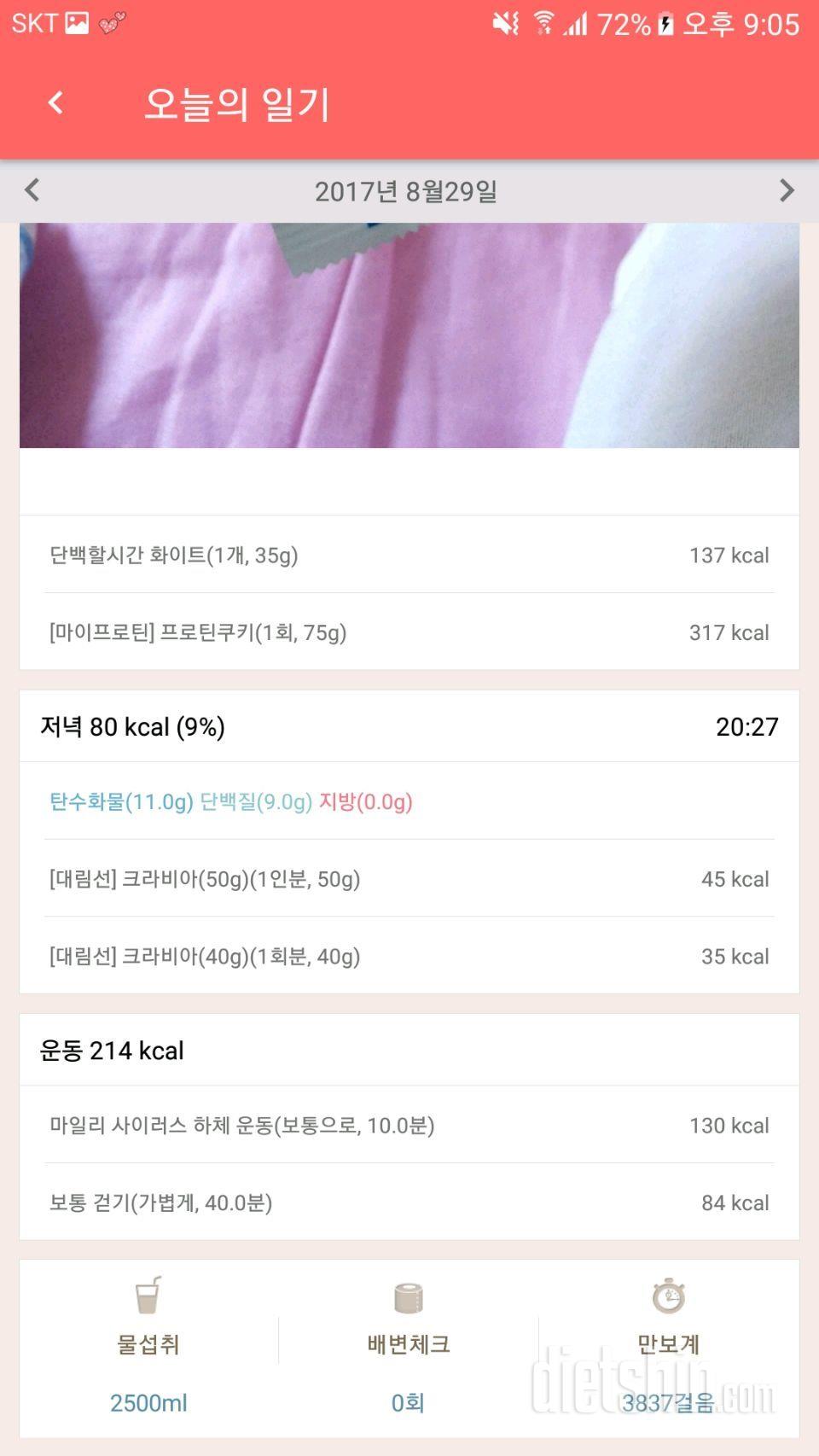 8월 29일 - 새로 먹은 고단백질 초코 쿠키