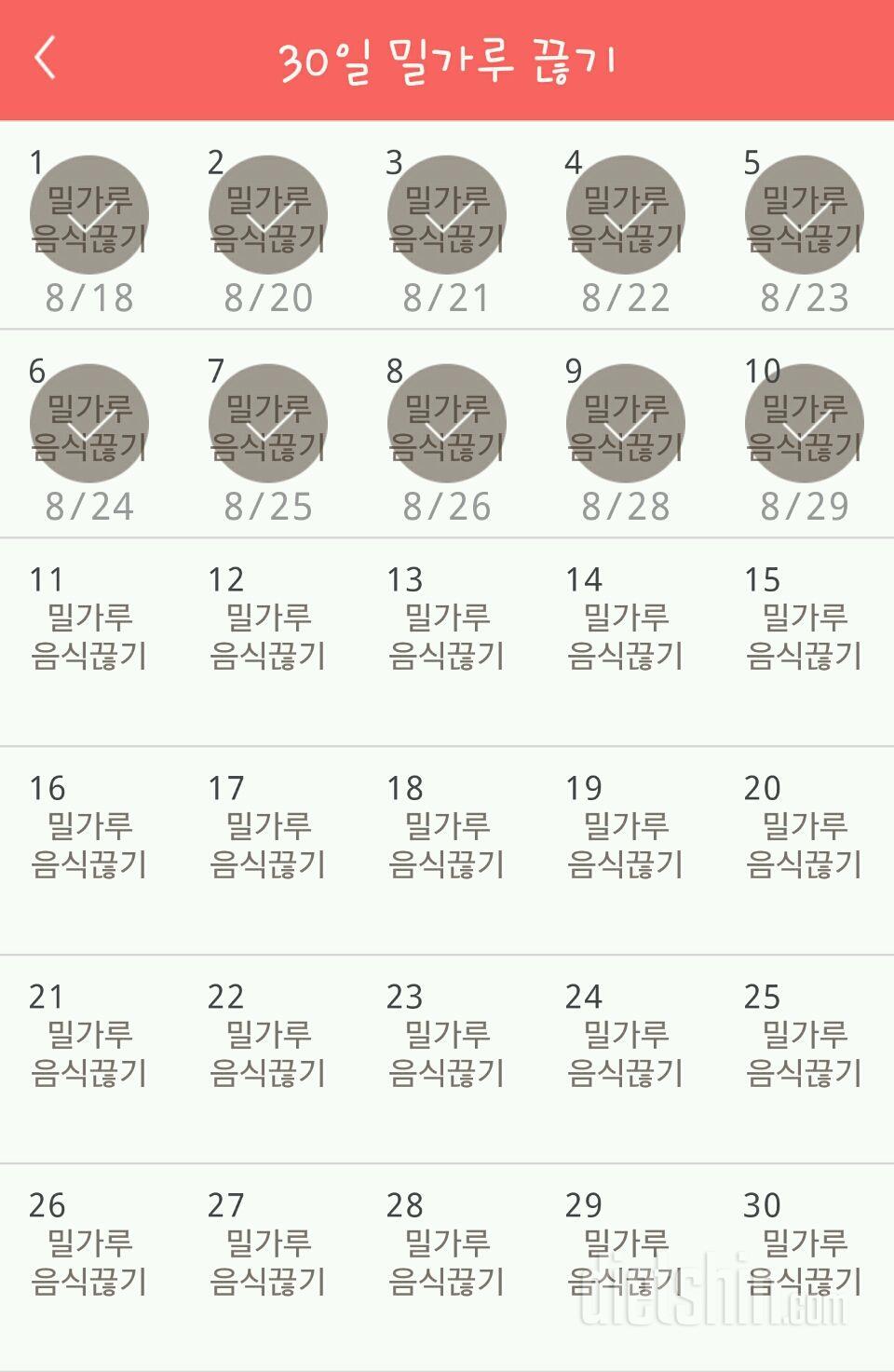 30일 밀가루 끊기 10일차 성공!