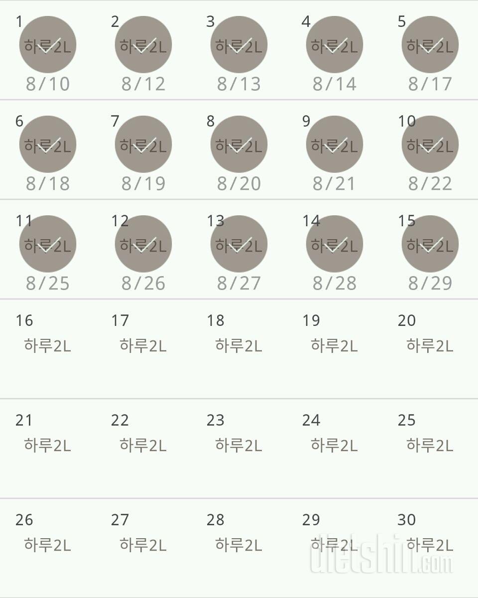 30일 하루 2L 물마시기 15일차 성공!