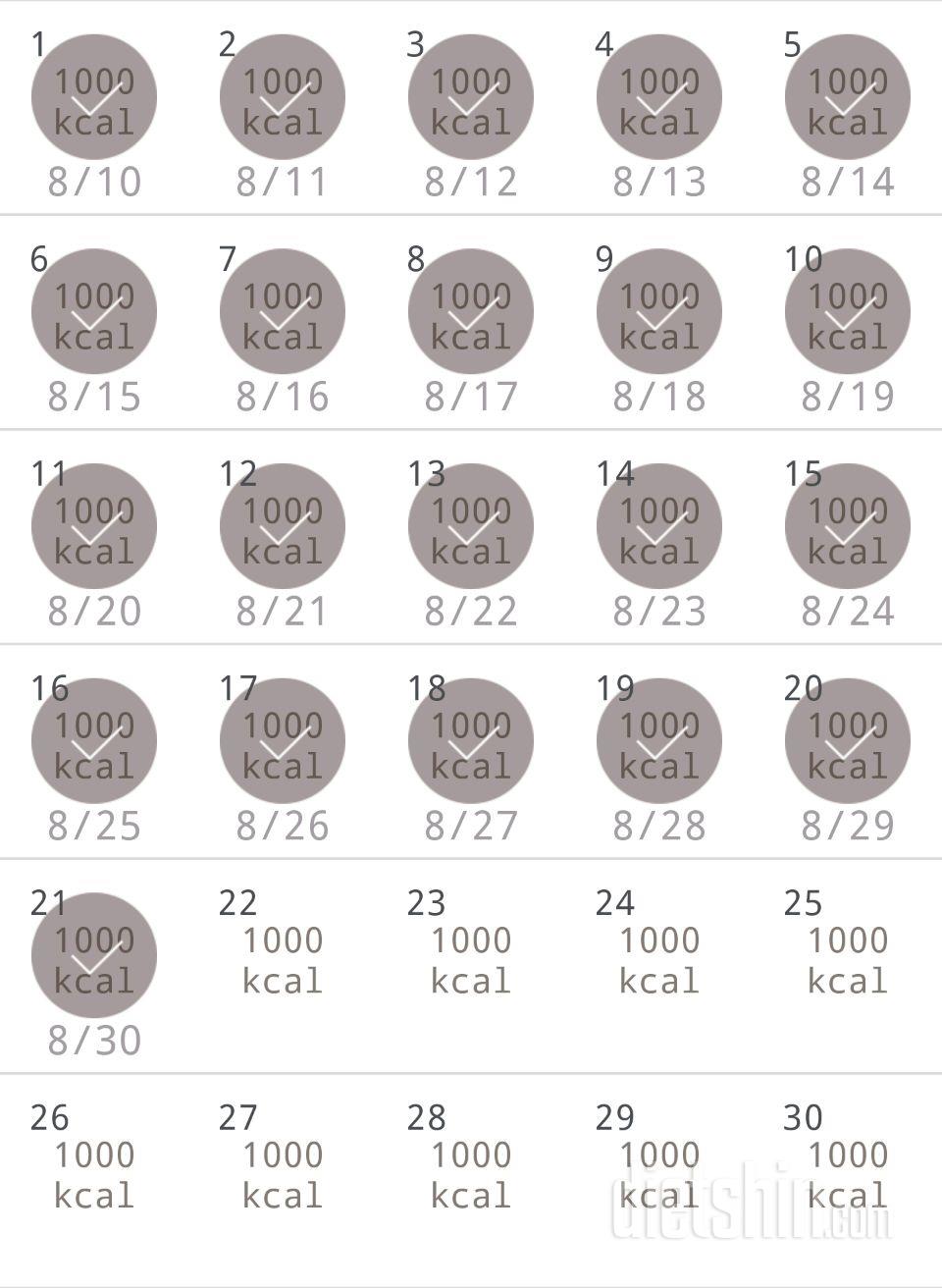 30일 1,000kcal 식단 21일차 성공!