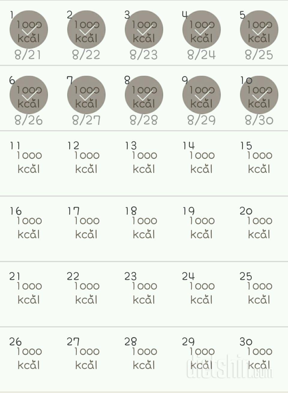 30일 1,000kcal 식단 10일차 성공!