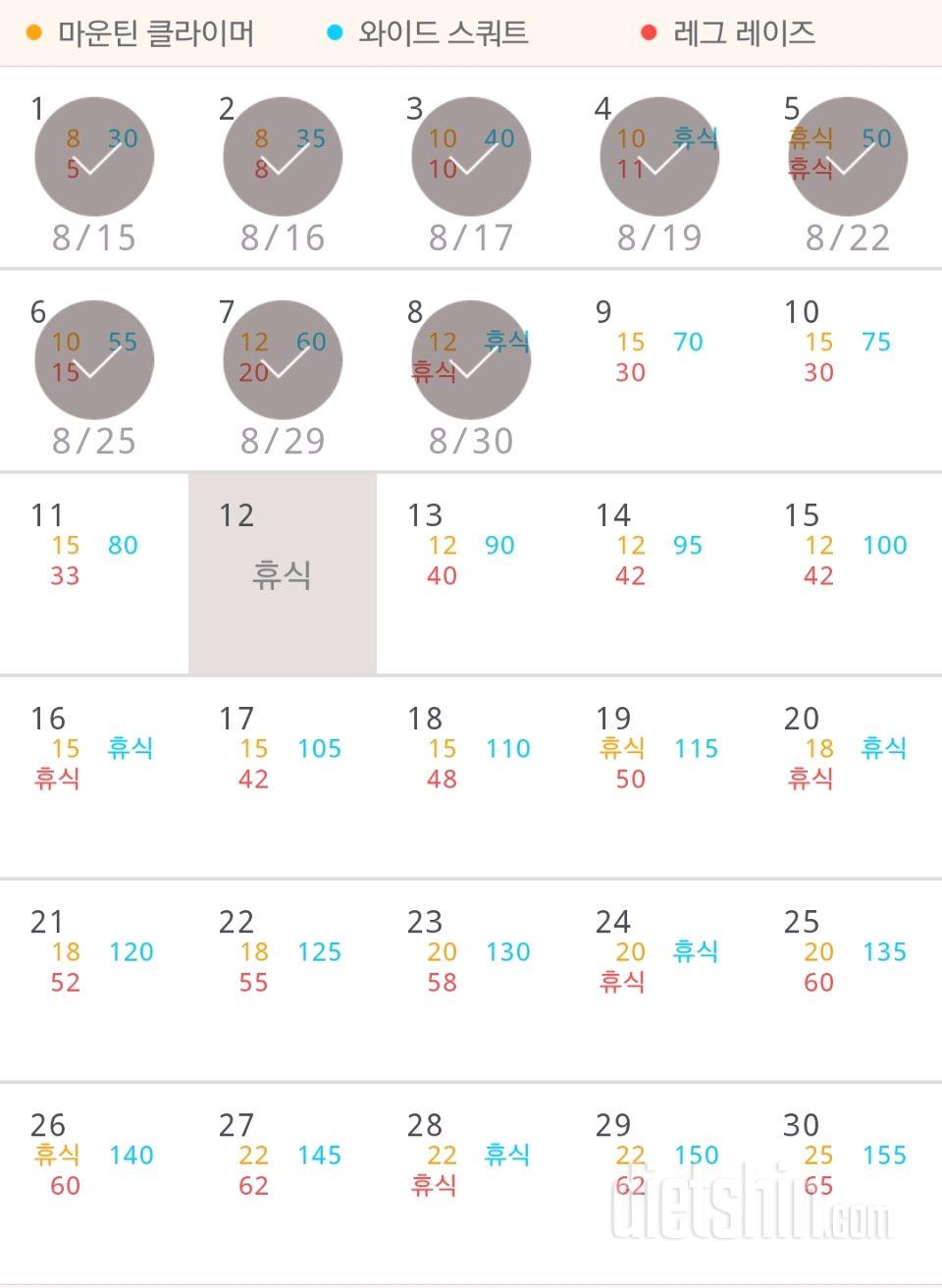 30일 체지방 줄이기 8일차 성공!