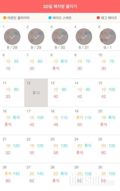 30일 체지방 줄이기 5일차 성공!