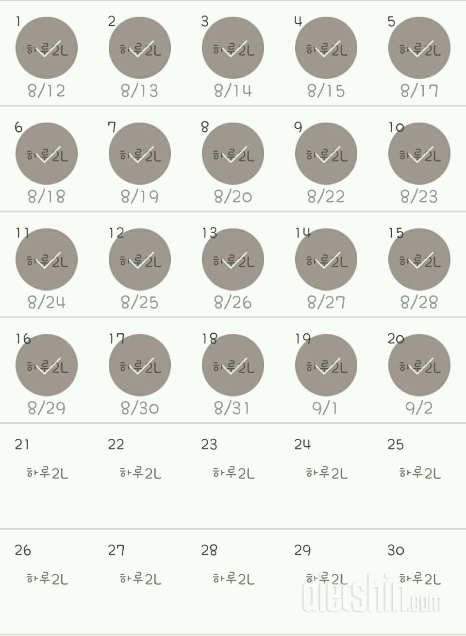 30일 하루 2L 물마시기 80일차 성공!