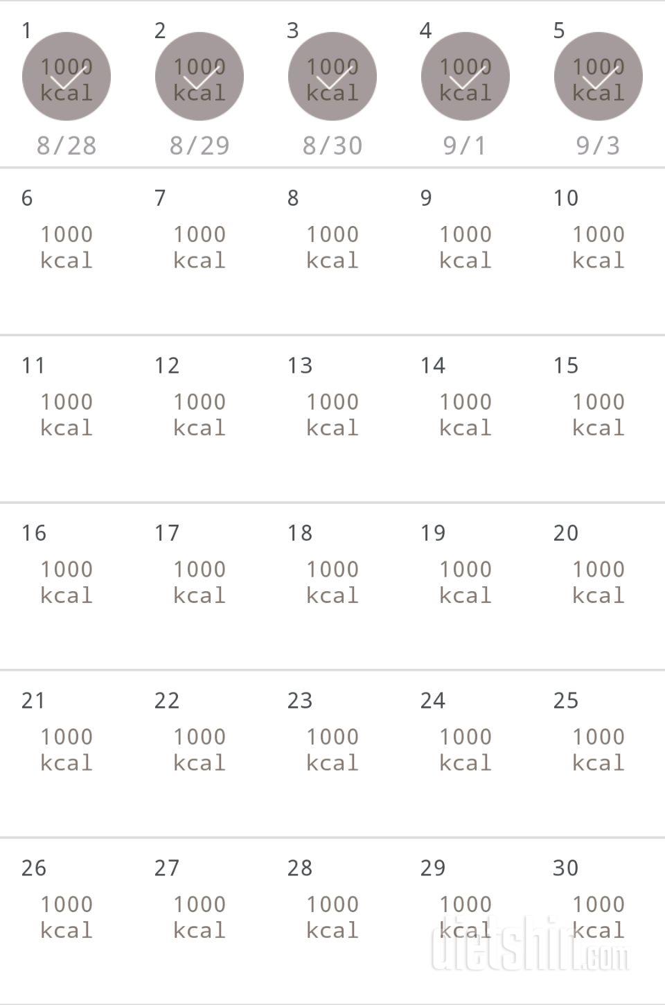 30일 1,000kcal 식단 5일차 성공!