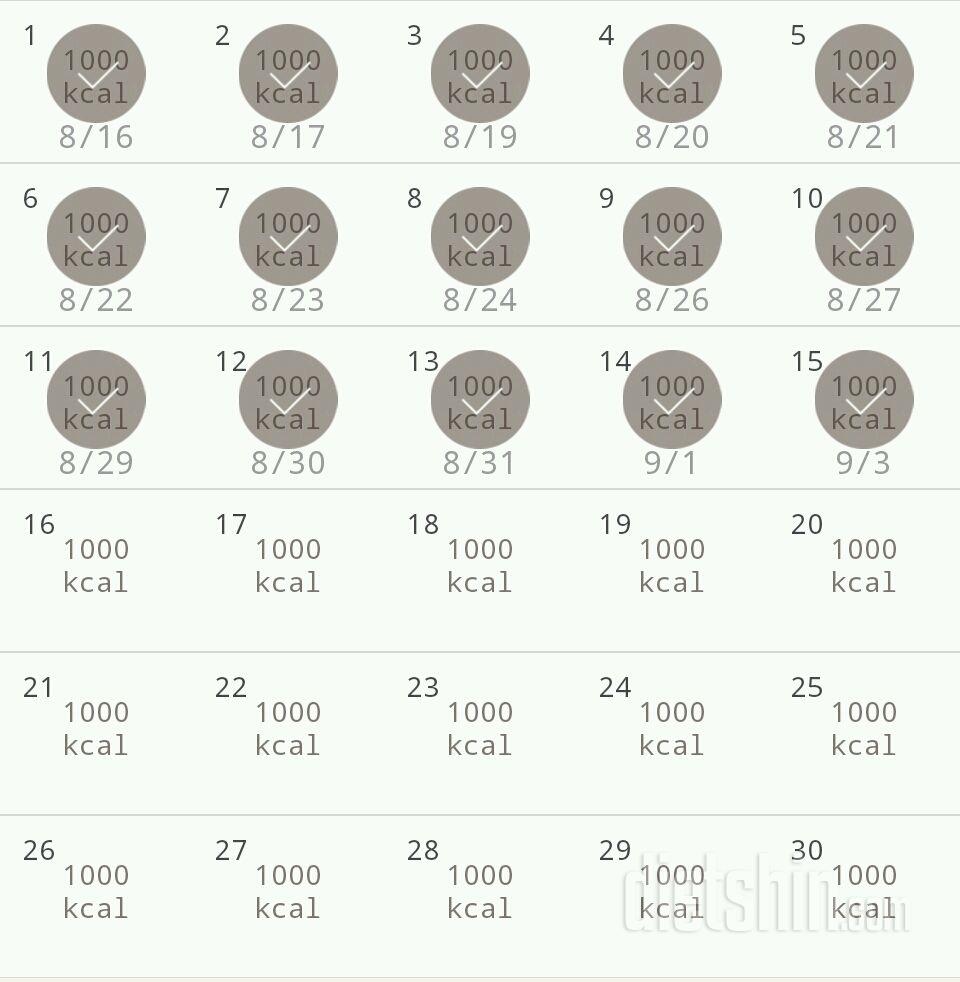 30일 1,000kcal 식단 15일차 성공!