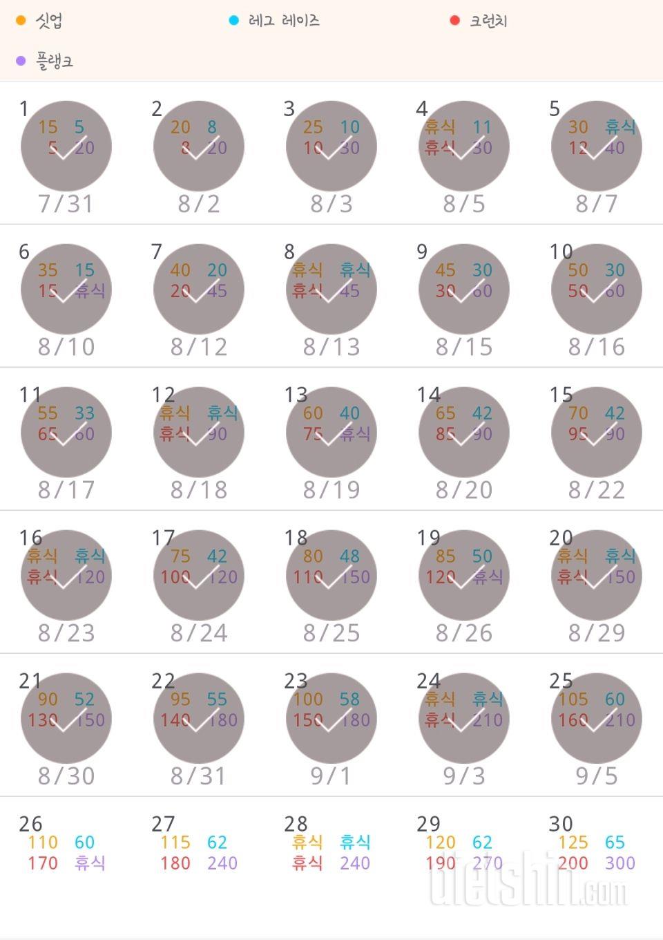 30일 복근 만들기 25일차 성공!