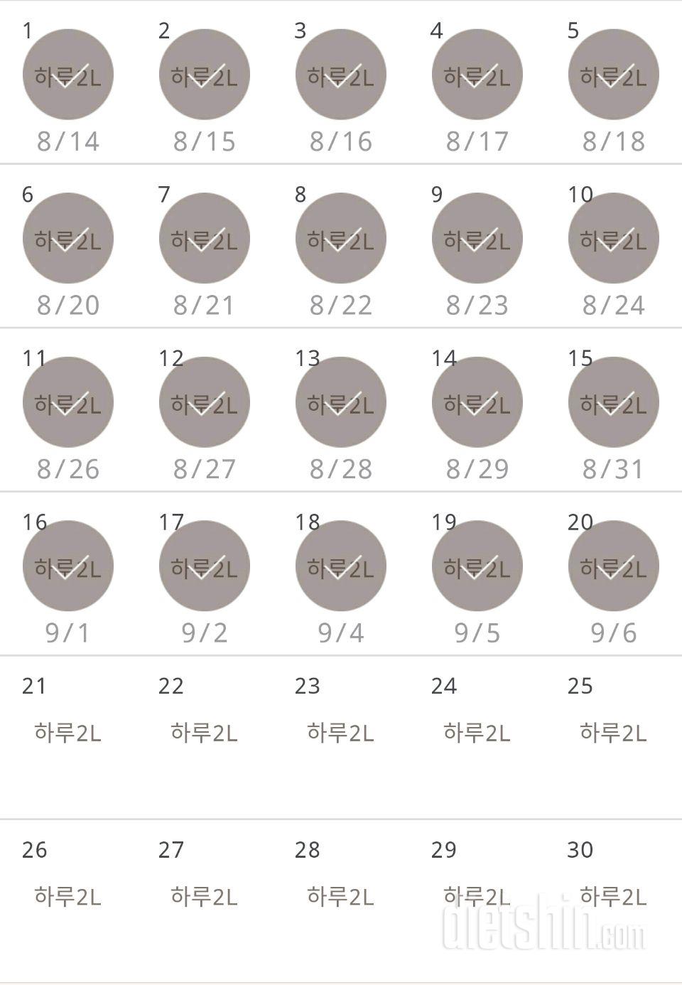 30일 하루 2L 물마시기 20일차 성공!