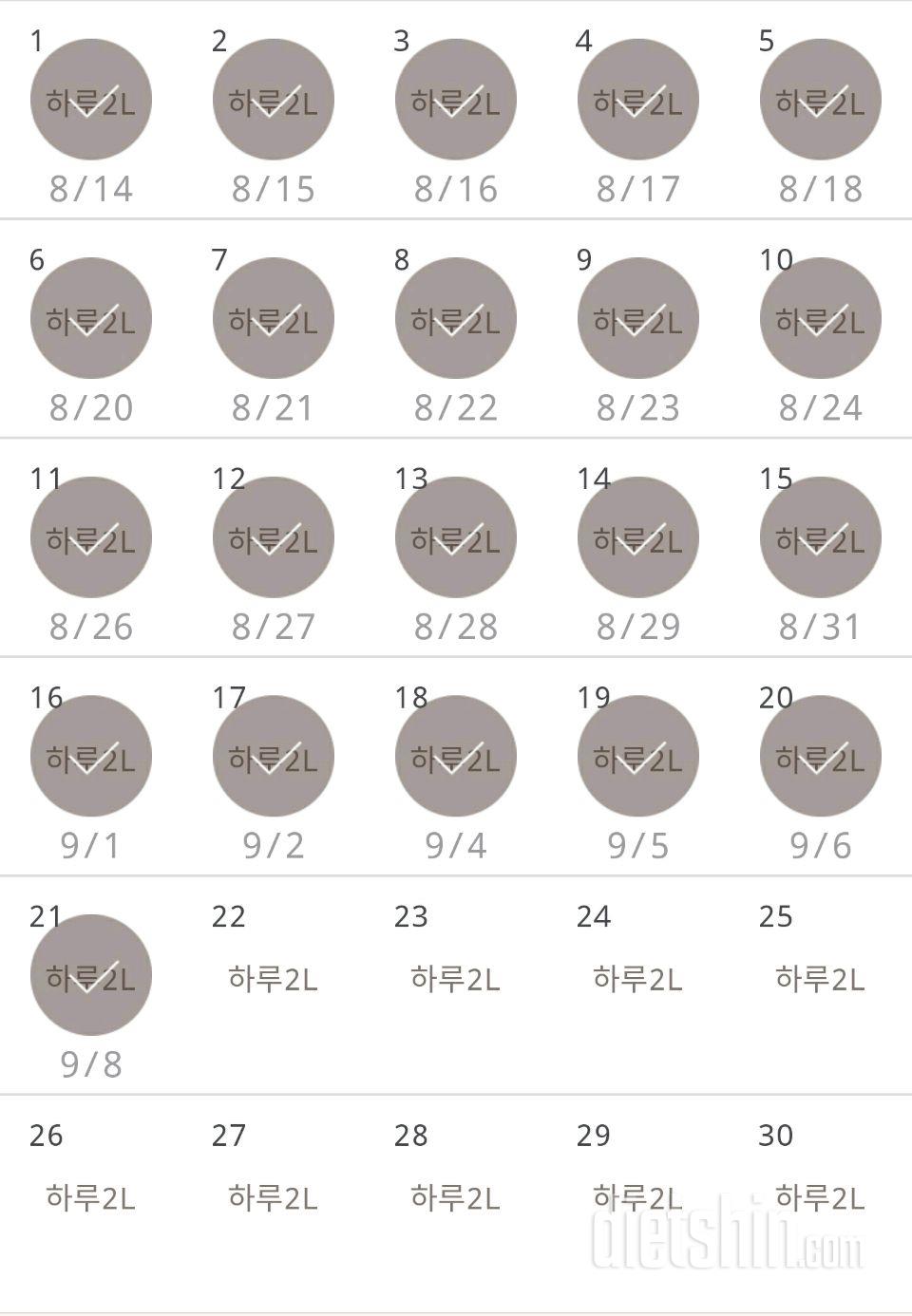 30일 하루 2L 물마시기 21일차 성공!