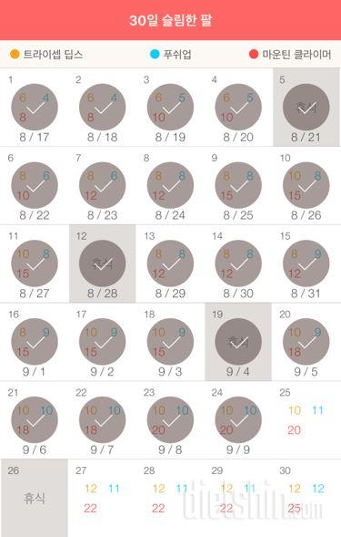 30일 슬림한 팔 114일차 성공!