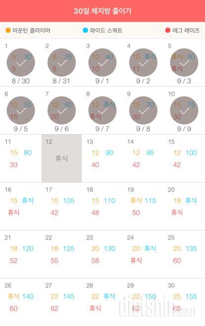 30일 체지방 줄이기 10일차 성공!