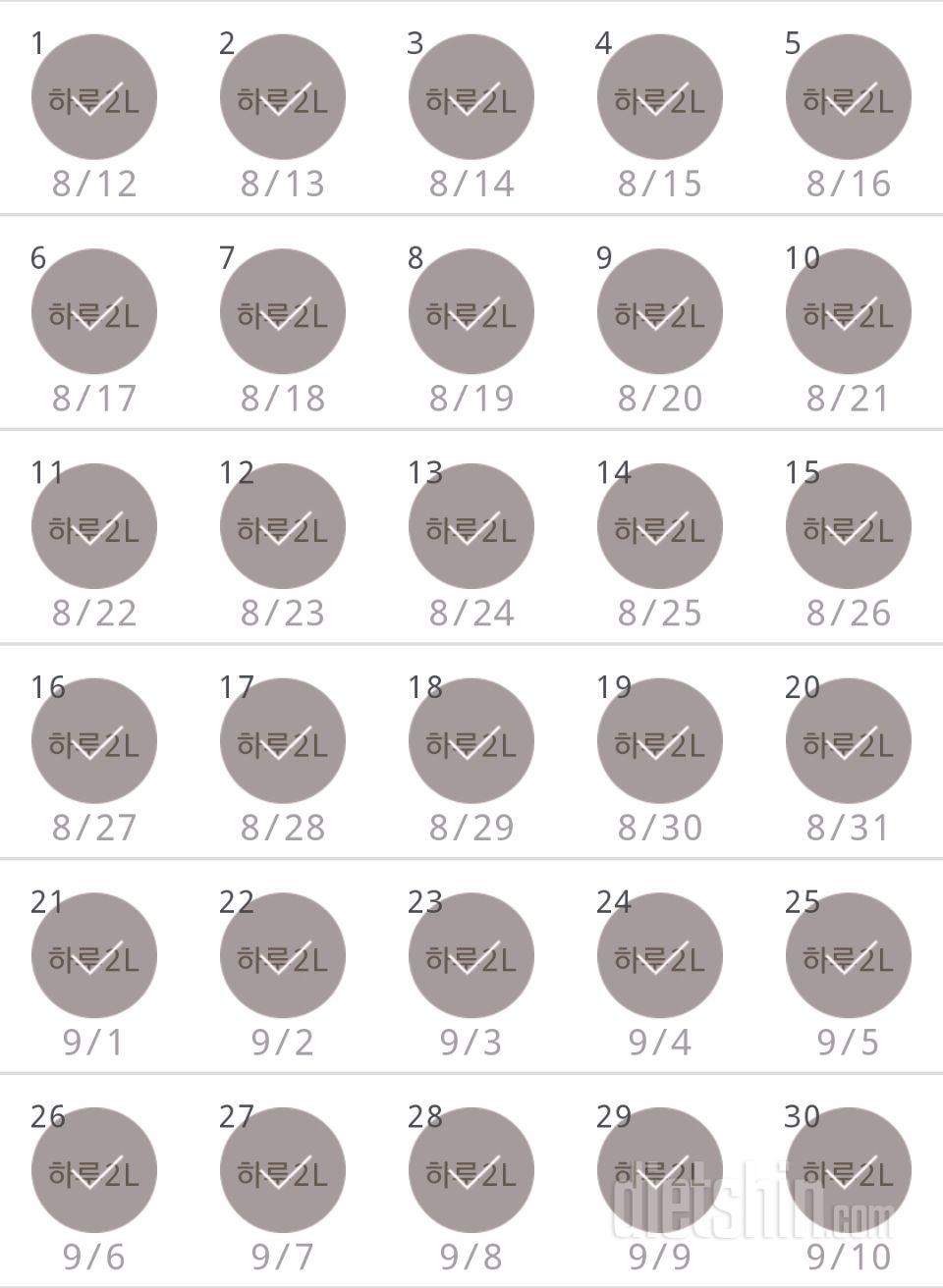 30일 하루 2L 물마시기 30일차 성공!