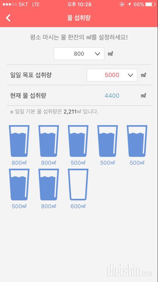 30일 하루 2L 물마시기 40일차 성공!