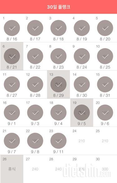 30일 플랭크 233일차 성공!