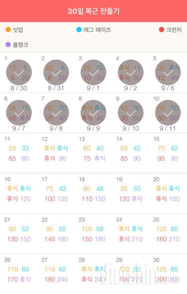 30일 복근 만들기 10일차 성공!