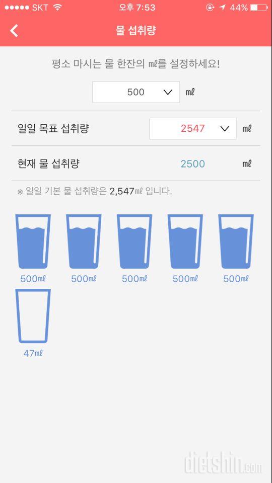 30일 하루 2L 물마시기 2일차 성공!