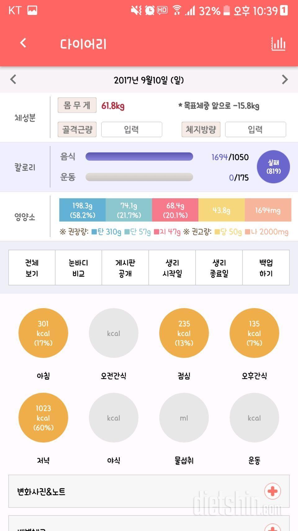 9/6-9/10 5일동안 먹은결과!!