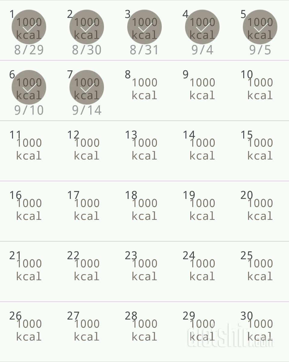 30일 1,000kcal 식단 7일차 성공!