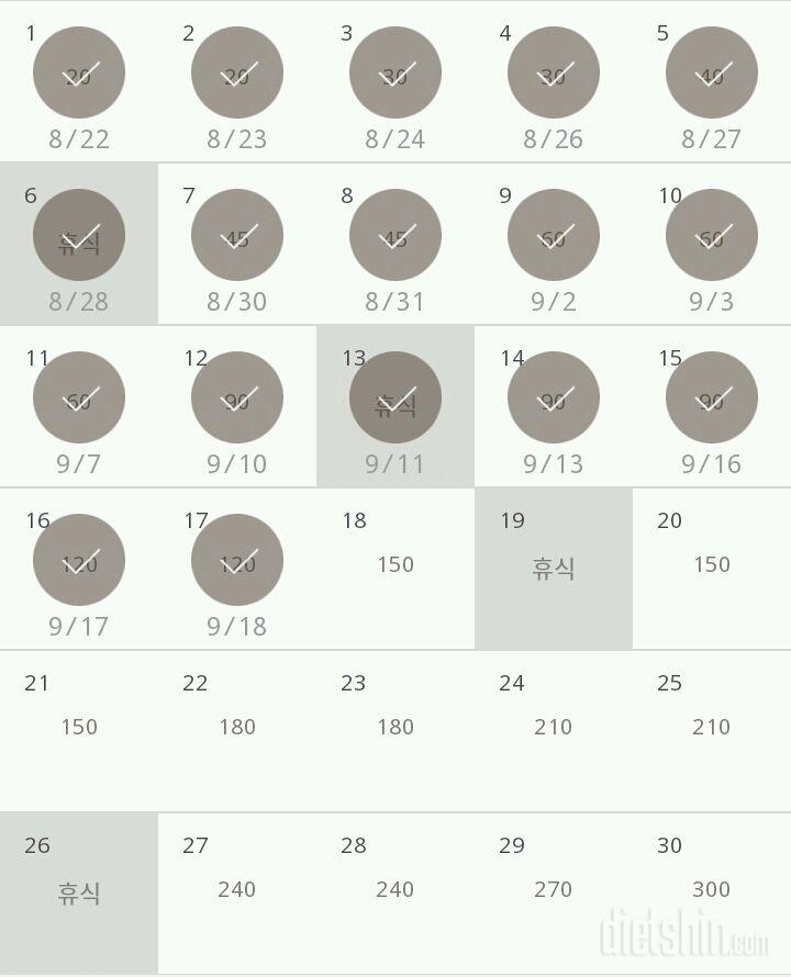 30일 플랭크 17일차 성공!