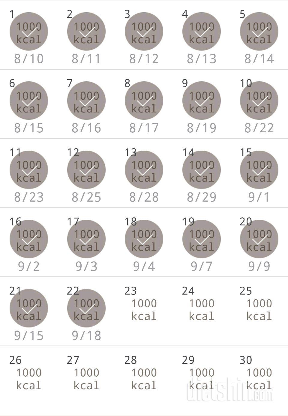 30일 1,000kcal 식단 22일차 성공!