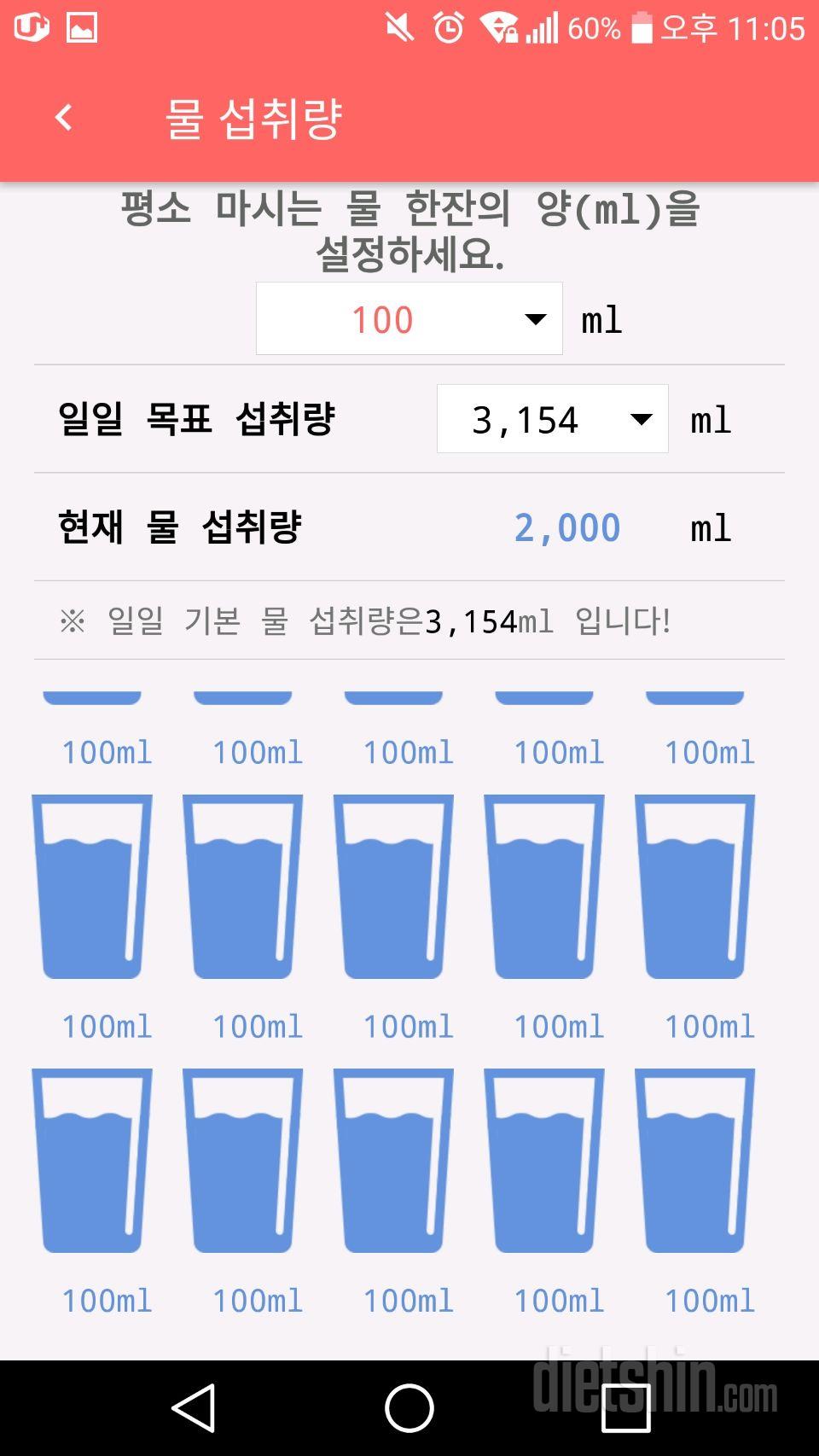 30일 하루 2L 물마시기 128일차 성공!