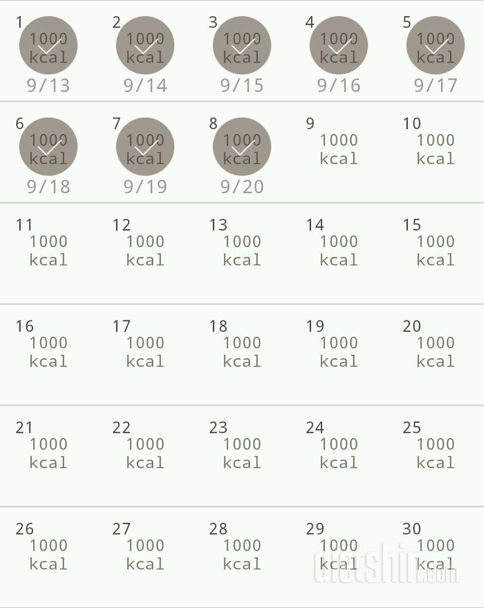 30일 1,000kcal 식단 8일차 성공!