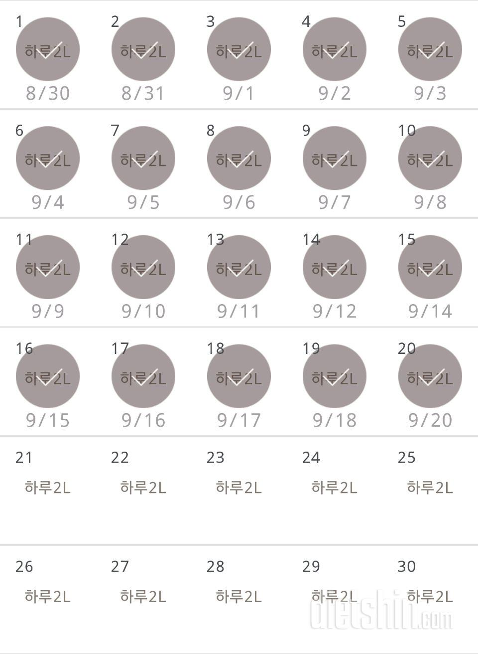 30일 하루 2L 물마시기 80일차 성공!