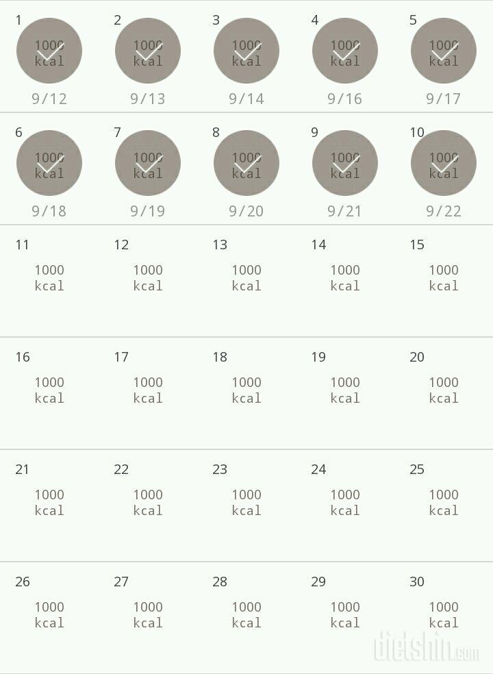 30일 1,000kcal 식단 10일차 성공!