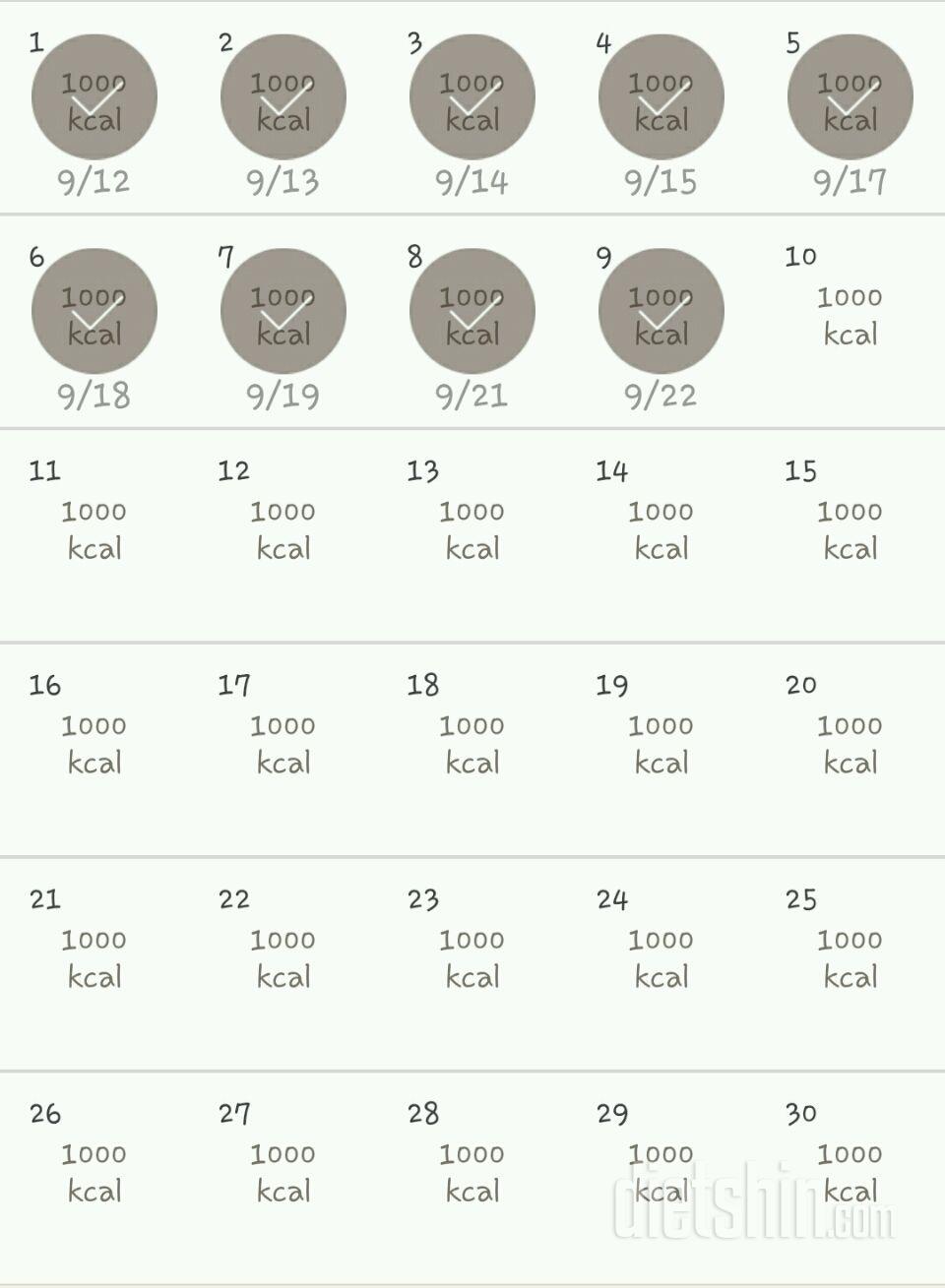 30일 1,000kcal 식단 9일차 성공!