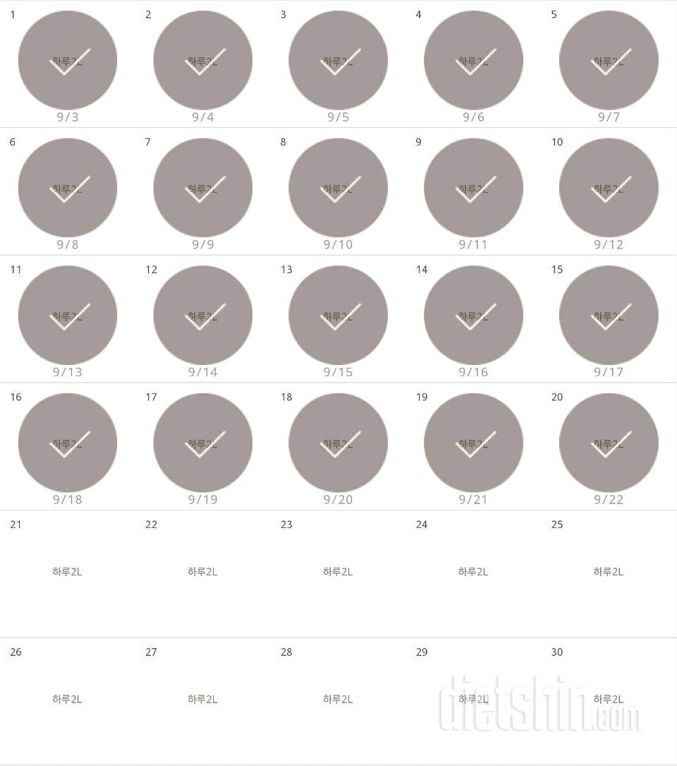 30일 하루 2L 물마시기 20일차 성공!