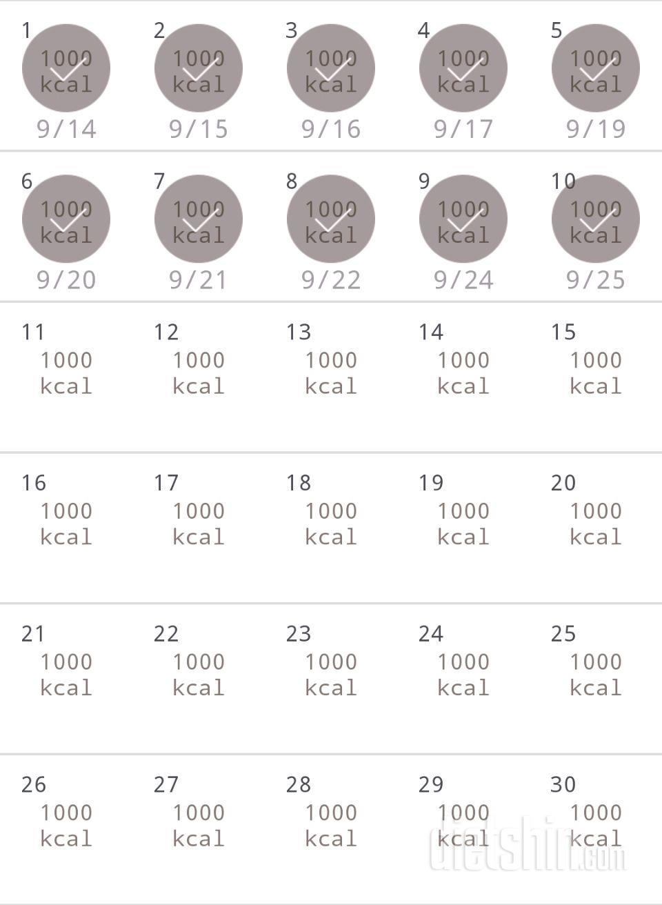 30일 1,000kcal 식단 10일차 성공!