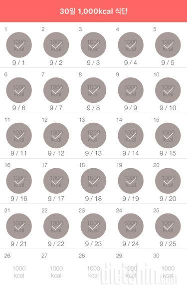 30일 1,000kcal 식단 25일차 성공!