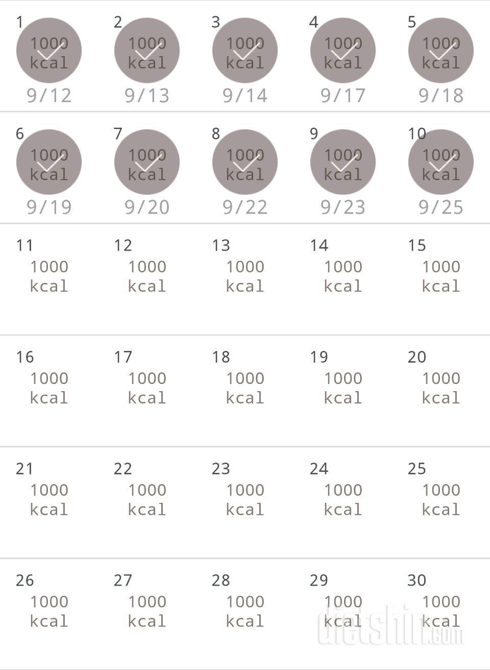 30일 1,000kcal 식단 10일차 성공!