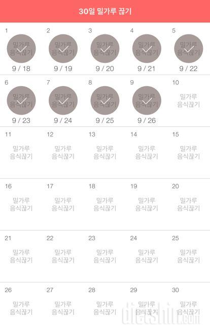 30일 밀가루 끊기 9일차 성공!