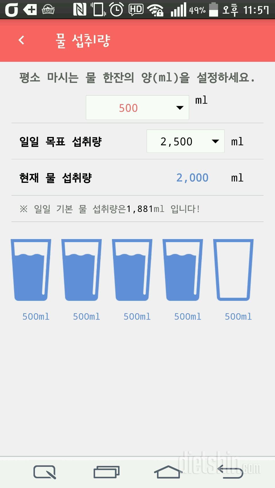 30일 하루 2L 물마시기 53일차 성공!