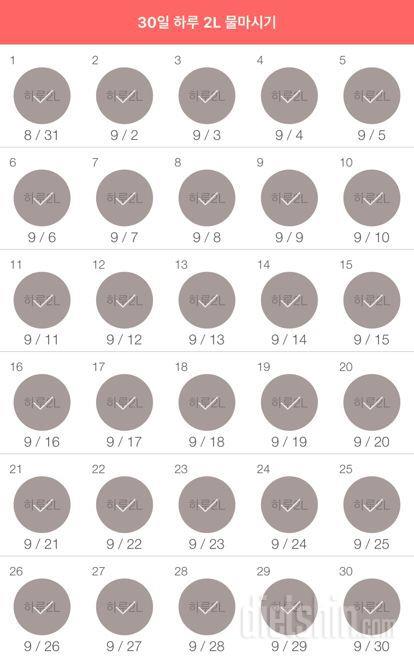 30일 하루 2L 물마시기 30일차 성공!