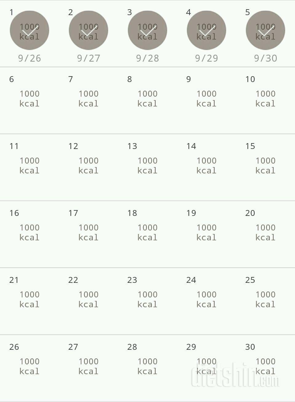 30일 1,000kcal 식단 5일차 성공!