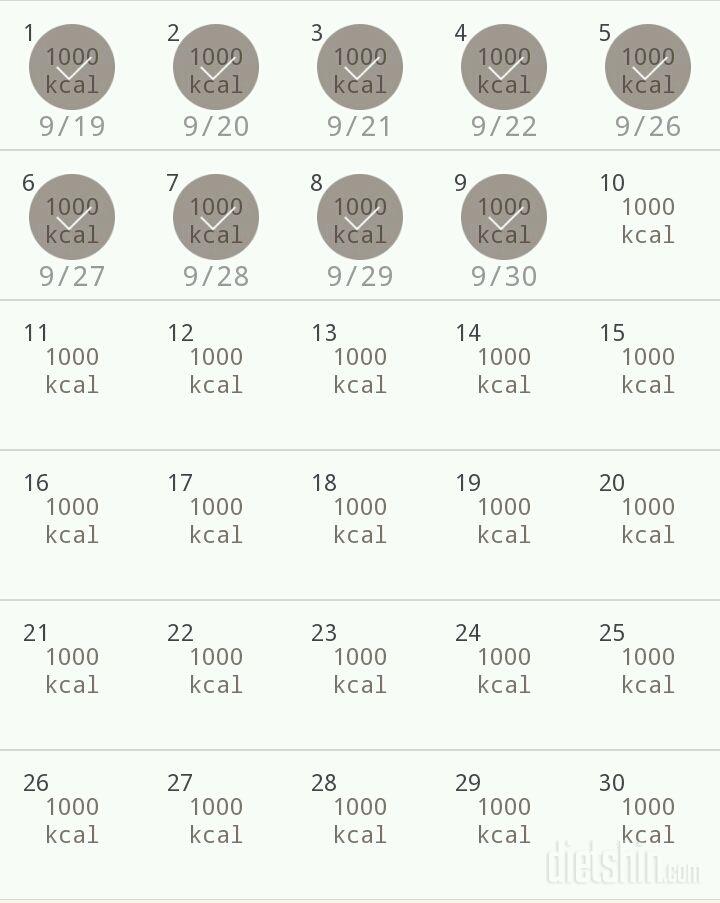 30일 1,000kcal 식단 9일차 성공!