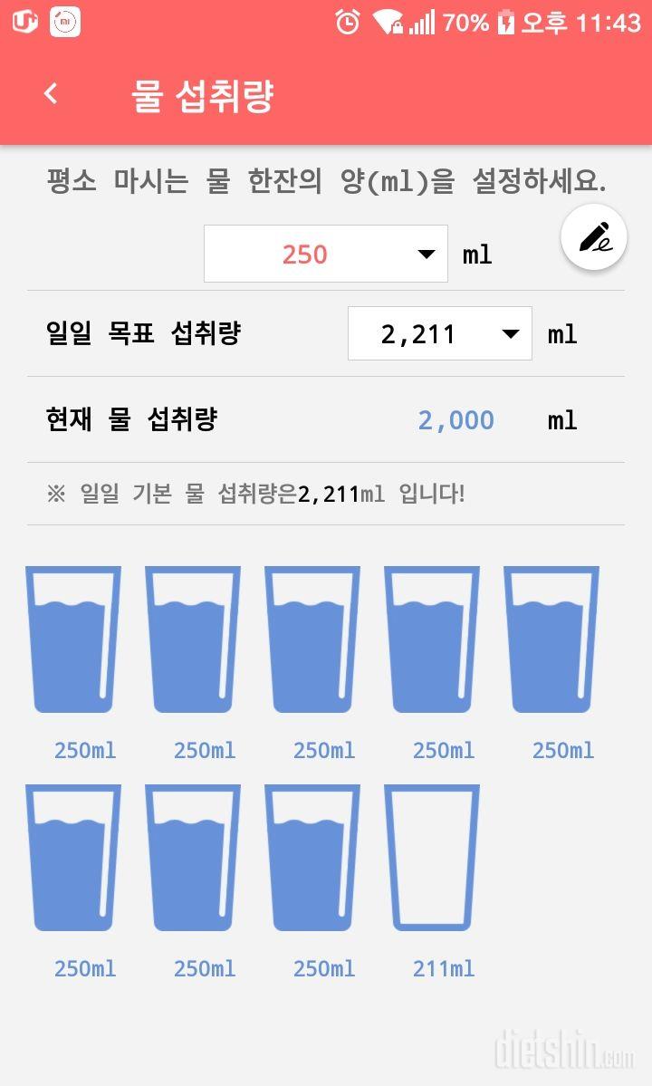 30일 하루 2L 물마시기 21일차 성공!