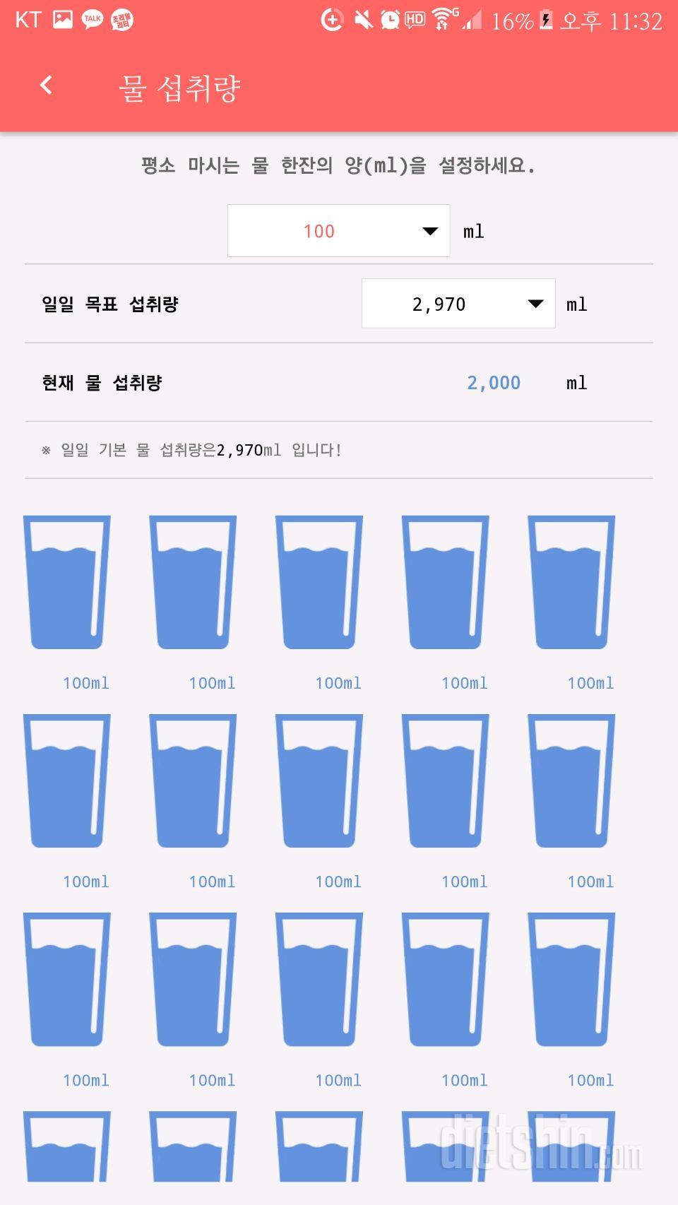 30일 하루 2L 물마시기 1일차 성공!