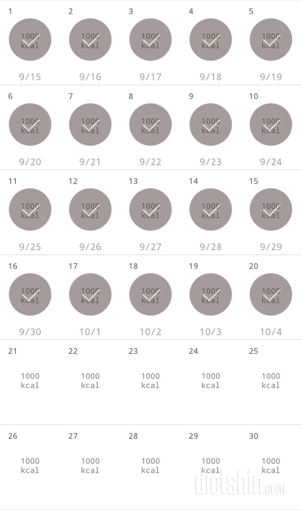 30일 1,000kcal 식단 20일차 성공!